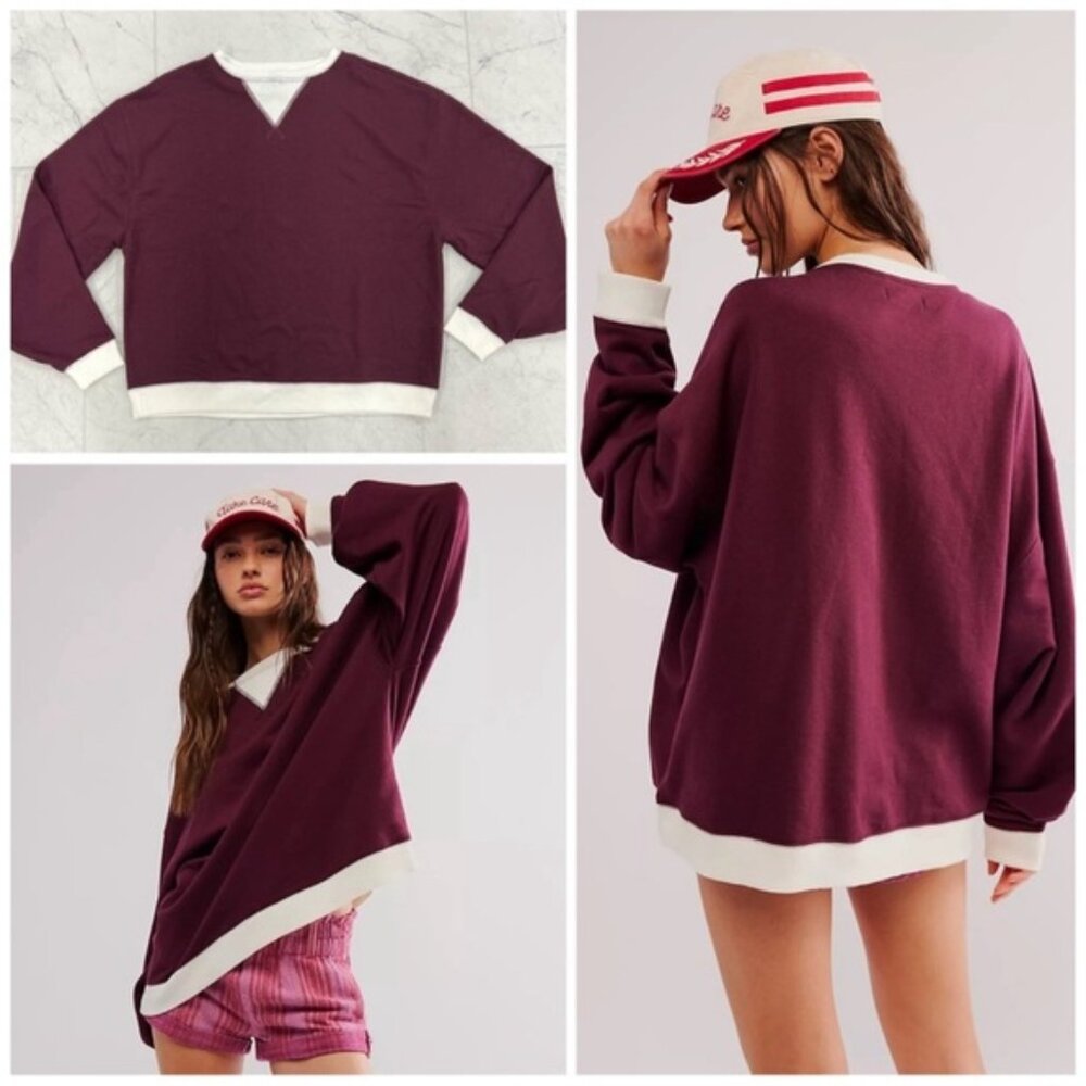 Free People Classic Crew Colorblock Sweatshirt Size: M